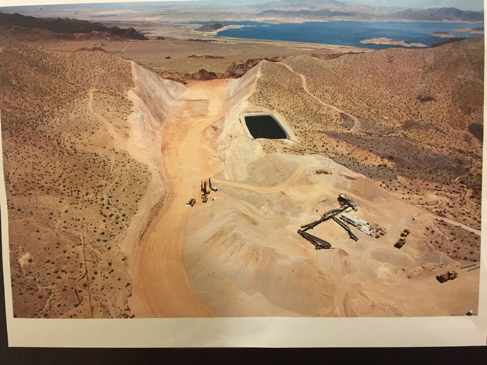 Aerial view of a stabilized mine access corridor